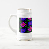 美しいピンクの花のパターン ビールジョッキ (左)