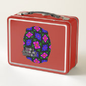 美しいピンクの花のパターン メタルランチボックス (裏面)