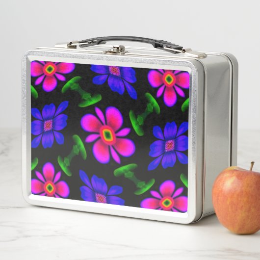 美しいピンクの花のパターン メタルランチボックス (インサイチュ)