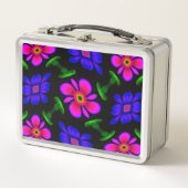 美しいピンクの花のパターン メタルランチボックス (正面)
