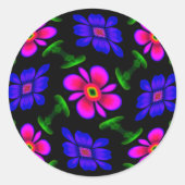 美しいピンクの花のパターン ラウンドシール (正面)