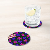 美しいピンクの花のパターン ラウンドペーパーコースター (インサイチュ)