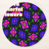 美しいピンクの花のパターン ラウンドペーパーコースター (正面)
