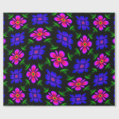 美しいピンクの花のパターン ラッピングペーパー (フラット)