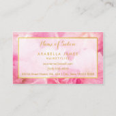 美しいピンクの花のフローラ認定ビューティシャン 名刺 (裏面)