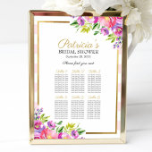 美しいピンクの花のブライダルシャワー席次表 ポスター