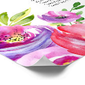 美しいピンクの花のブライダルシャワー席次表 ポスター (角)