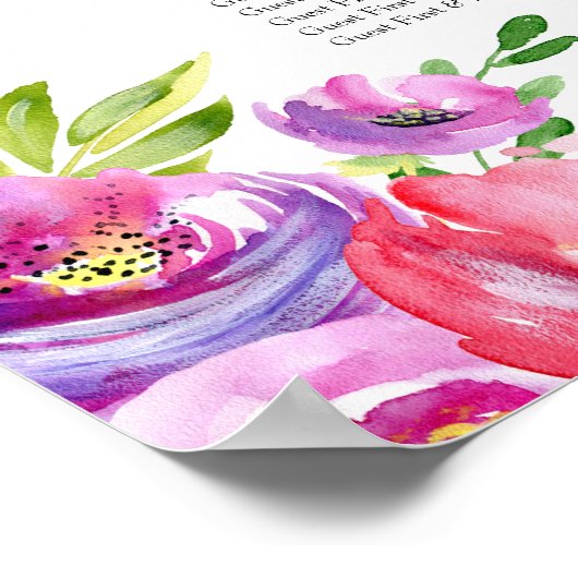 美しいピンクの花のブライダルシャワー席次表 ポスター (角)