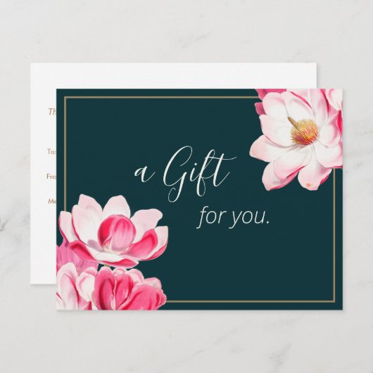 美しいピンクの花のマグノリア ギフト券 (正面/裏面)
