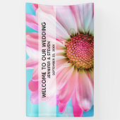 美しいピンクの花の写真結婚の歓迎 横断幕 (縦)