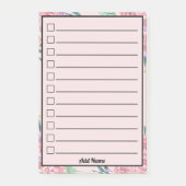 美しいピンクの花の名前をカスタムするを行うリスト ポストイット (正面)