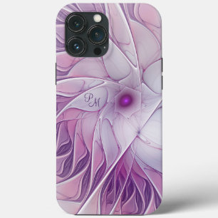 美しいピンクの花の抽象芸術フラクタルイニシャル iPhone 13 PRO MAXケース