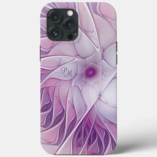 美しいピンクの花の抽象芸術フラクタルイニシャル Case-Mate iPhoneケース (裏面)