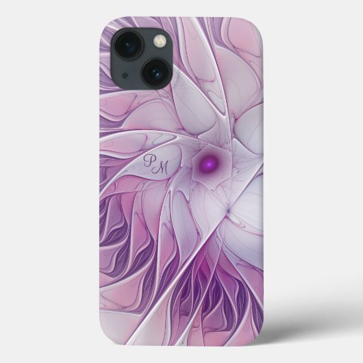 美しいピンクの花の抽象芸術フラクタルイニシャル Case-Mate iPhoneケース (裏面)