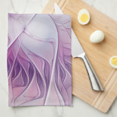 美しいピンクの花の抽象芸術モダンフラクタル・アート キッチンタオル (四つ折り)