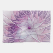 美しいピンクの花の抽象芸術モダンフラクタル・アート キッチンタオル (横)