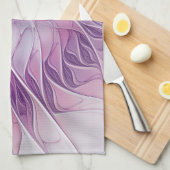 美しいピンクの花の抽象芸術モダンフラクタル・アート キッチンタオル (四つ折り)