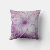 美しいピンクの花の抽象芸術モダンフラクタル・アート クッション (裏面)