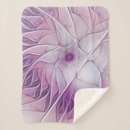 美しいピンクの花の抽象芸術モダンフラクタル・アート シェルパブランケット (正面)