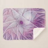 美しいピンクの花の抽象芸術モダンフラクタル・アート シェルパブランケット (正面(横))