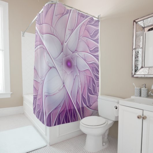 美しいピンクの花の抽象芸術モダンフラクタル・アート シャワーカーテン (インサイチュ)