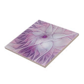 美しいピンクの花の抽象芸術モダンフラクタル・アート タイル (側面)