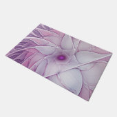 美しいピンクの花の抽象芸術モダンフラクタル・アート ドアマット (アングル)