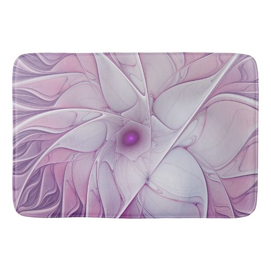 美しいピンクの花の抽象芸術モダンフラクタル・アート バスマット (正面)
