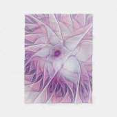 美しいピンクの花の抽象芸術モダンフラクタル・アート フリースブランケット (正面)