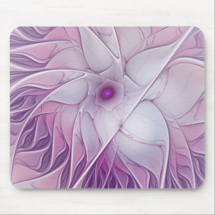 美しいピンクの花の抽象芸術モダンフラクタル・アート マウスパッド