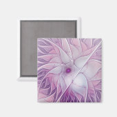 美しいピンクの花の抽象芸術モダンフラクタル・アート マグネット (正面/裏面)