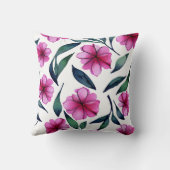 美しいピンクの花の水彩模様 クッション (裏面)