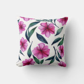 美しいピンクの花の水彩模様 クッション (正面)