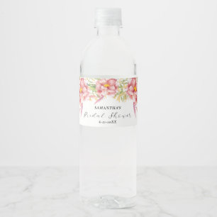美しいピンクの花の水彩 結婚式前ウェディングシャワー ペットボトルラベル