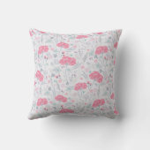美しいピンクの花の水色Ditsyパターン | クッション (裏面)
