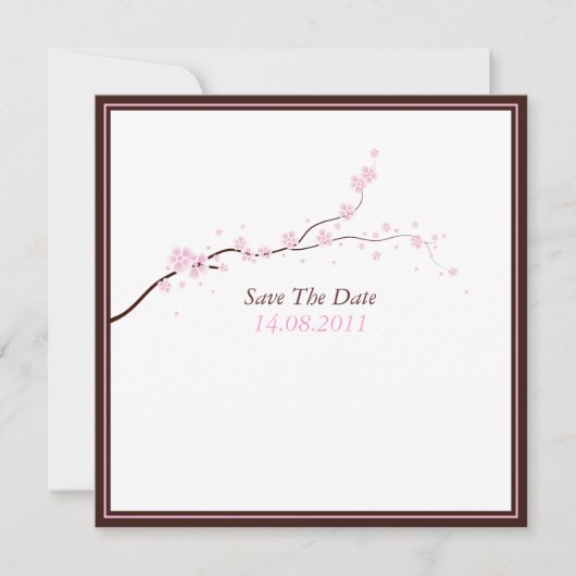 美しいピンクの花の結婚式の保存日付 セーブザデート (正面)