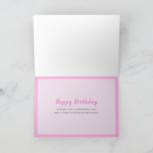美しいピンクの花の誕生日カード カード (内部)