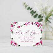 美しいピンクの花の60歳誕生日お礼カード ポストカード (スタンド正面)