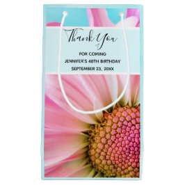 美しいピンクの花クローズアップ写真ありがとう スモールペーパーバッグ