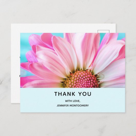美しいピンクの花クローズアップ写真ありがとう ポストカード (正面/裏面)