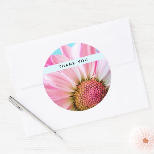 美しいピンクの花クローズアップ写真ありがとう ラウンドシール (封筒)