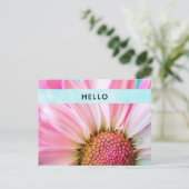 美しいピンクの花クローズアップ写真こんにちは ポストカード (スタンド正面)