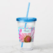 美しいピンクの花クローズアップ写真アクリルタンブ アクリルタンブラー (裏面)