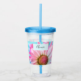 美しいピンクの花クローズアップ写真アクリルタンブ アクリルタンブラー