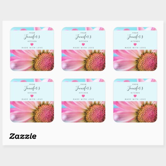 美しいピンクの花クローズアップ写真キッチンスクアール スクエアシール (シート)