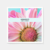 美しいピンクの花クローズアップ写真ベビーシャワー スタンダードカクテルナプキン (正面)