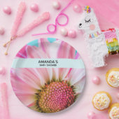 美しいピンクの花クローズアップ写真ベビーシャワー ペーパープレート (パーティー)