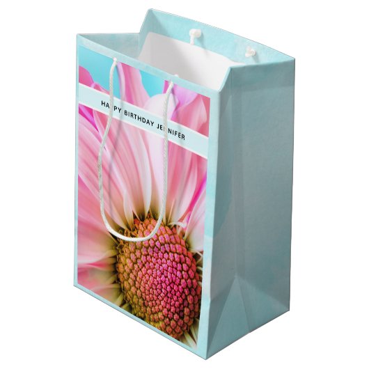 美しいピンクの花クローズアップ写真ミディアムギフトB ミディアムペーパーバッグ (裏面アングル)