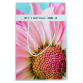 美しいピンクの花クローズアップ写真ミディアムギフトB ミディアムペーパーバッグ (正面)