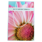 美しいピンクの花クローズアップ写真ミディアムギフトB ミディアムペーパーバッグ (裏面)